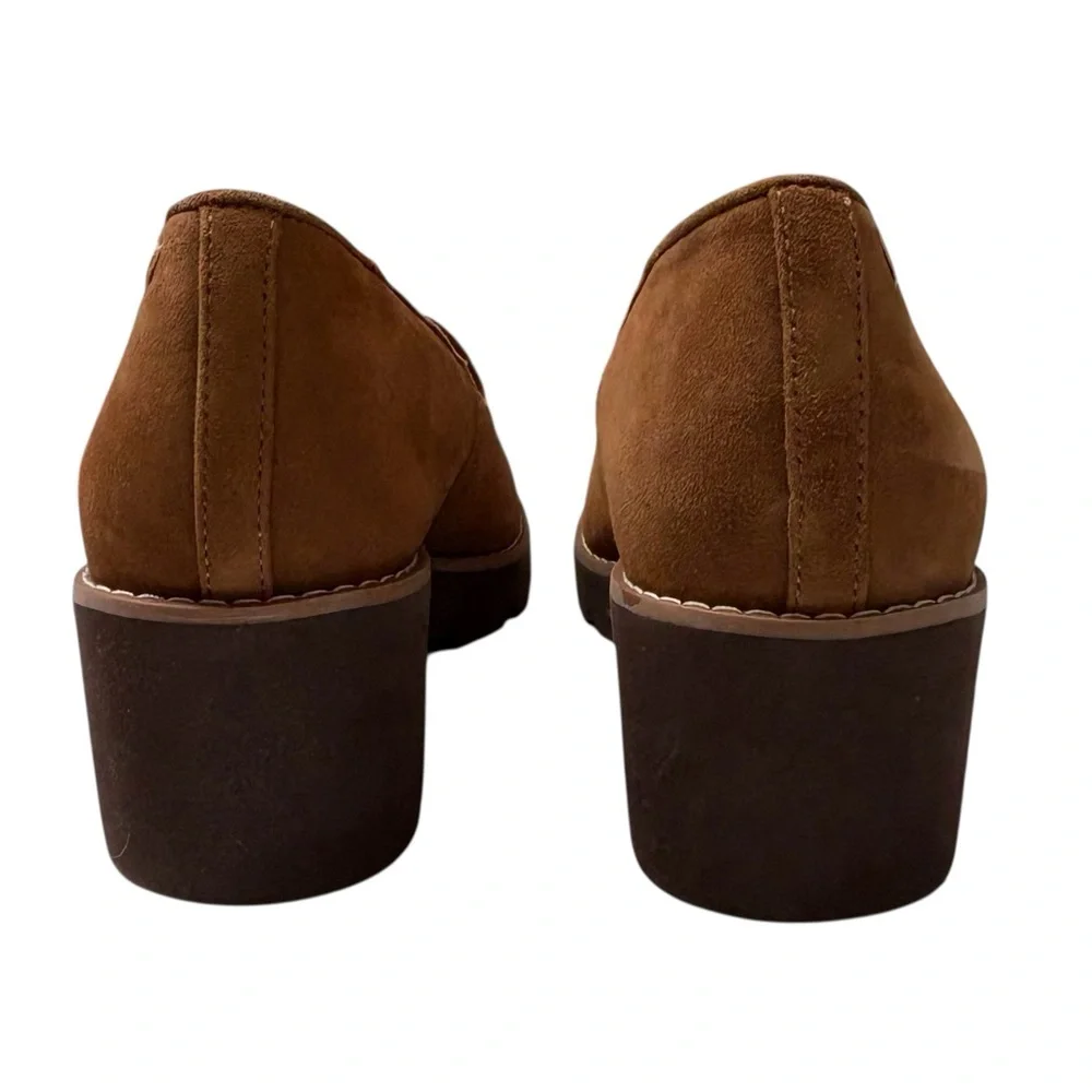 Vionic Willa Wedge Toffee Suede Slip On Loafer Moc Wedge Shoe Orthopedic 8.5 NEW